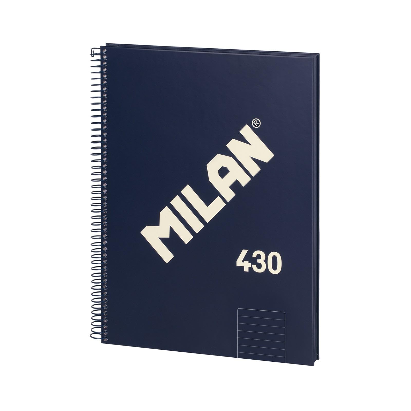 MILAN® Cuaderno A4 con tapa dura, papel pautado a líneas, 80 hojas, serie 1918, azul