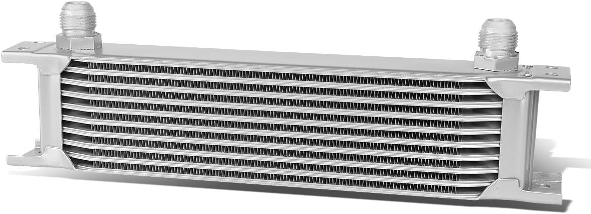 Auto Dynasty Universal Automotive Silver Aluminum 10-Row Engine & Transmission Oil Cooler