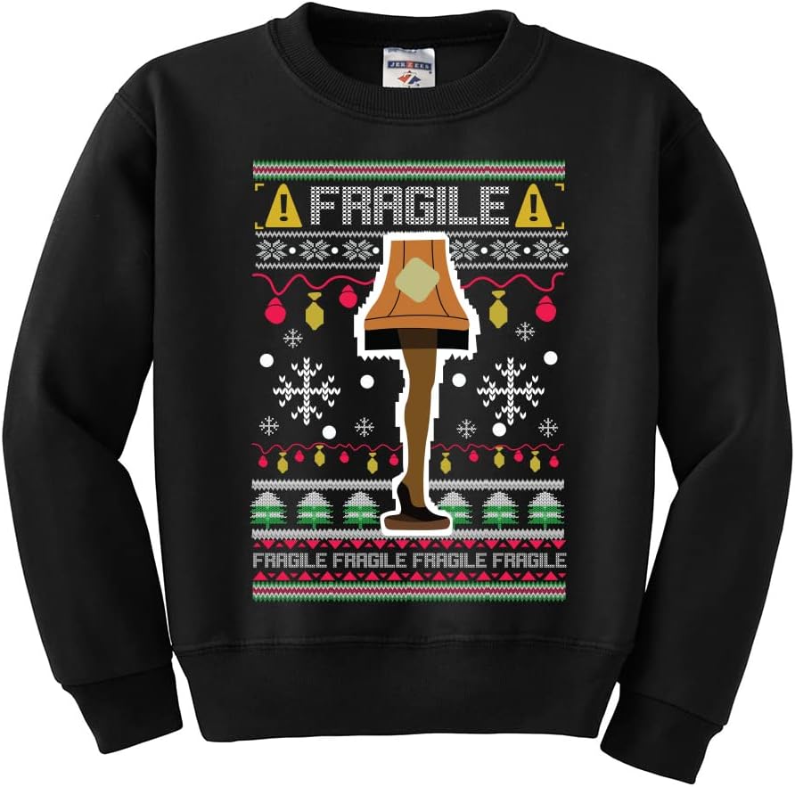 Wild Bobby Fragile Ugly Christmas Sweater Unisex Boys Girls Crewneck Sweatshirt