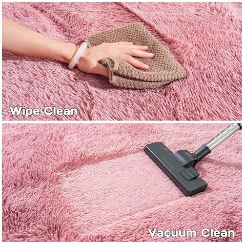 Round Fluffy Rug 8FT Blush - Super Soft Circle for Kids Room - Shaggy Circular for Nursery - Fuzzy Plush for Teens - Furry Carpet for Boys Girls Room
