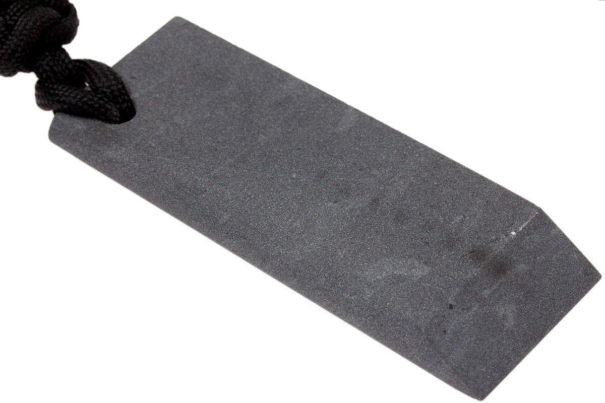 Pierre à Aiguiser De Poche Skerper Arkansas Hard Black NAPO10 - Idéale Pour Couteaux Avec Housse En Cuir Gris