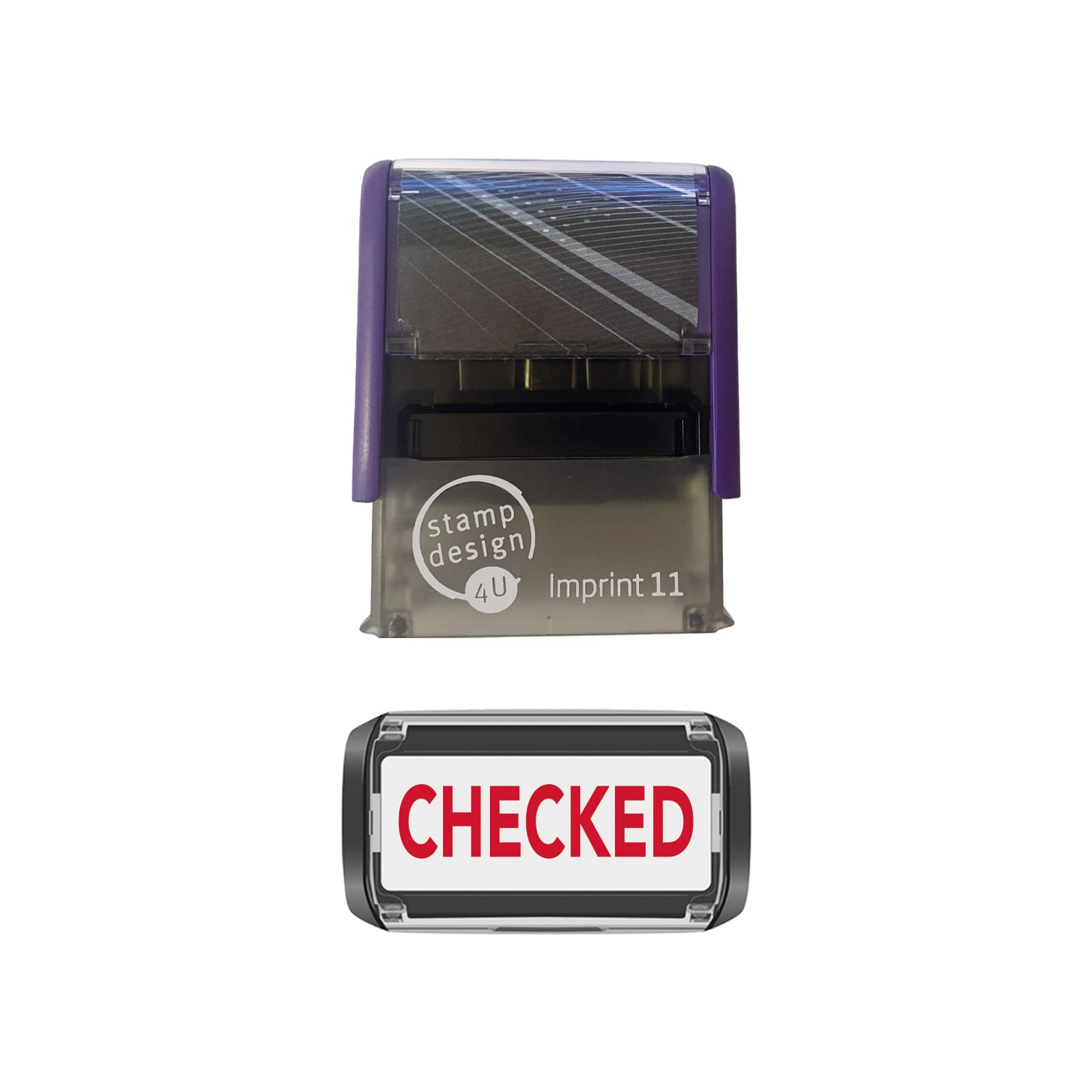 Stamp Design 4U Red Imprint 11 38 X 14Mm Checked Self Inking Rubber Stamp ( Ink) - Stamp Your Checked Documents