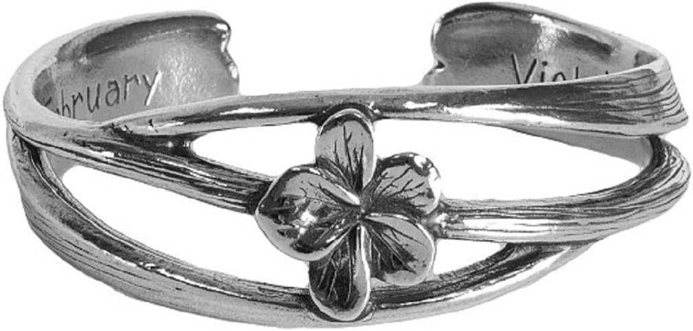 Salisbury PewterNouveau Flower of The Month (Violet) Bracelet - February- Made in The USA - Item #FOMB-02