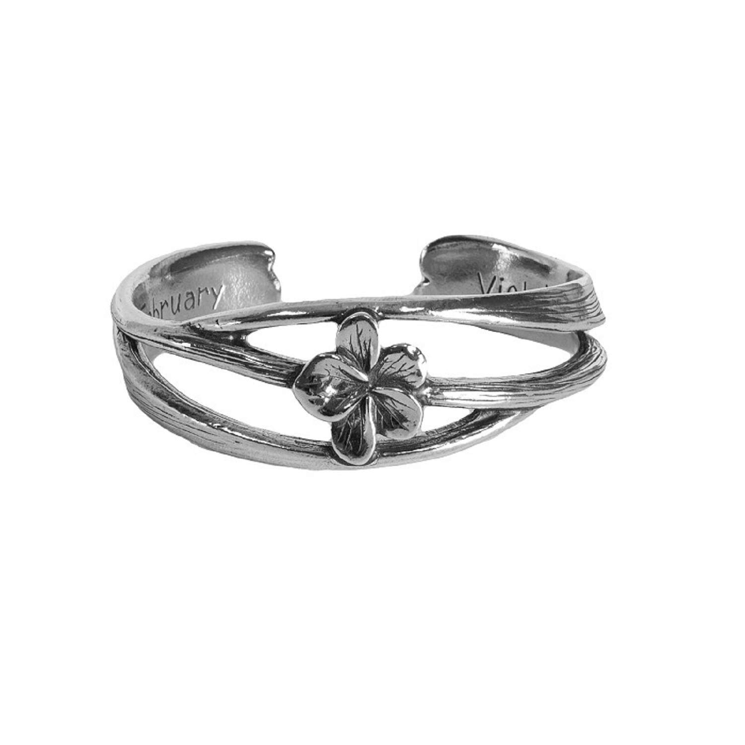 Salisbury PewterNouveau Flower of The Month (Violet) Bracelet - February- Made in The USA - Item #FOMB-02