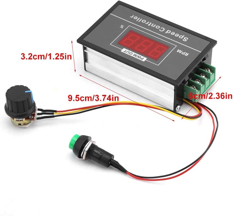 Fеаturеd Prоduсt Motor Speed Controller PWM DC 6V 12V 24V 48V 60V 30A Adjustable Speed Regulator, Stepless DC Digital Display Motor Speed Controller with Switch and Speed Control Potentiometer