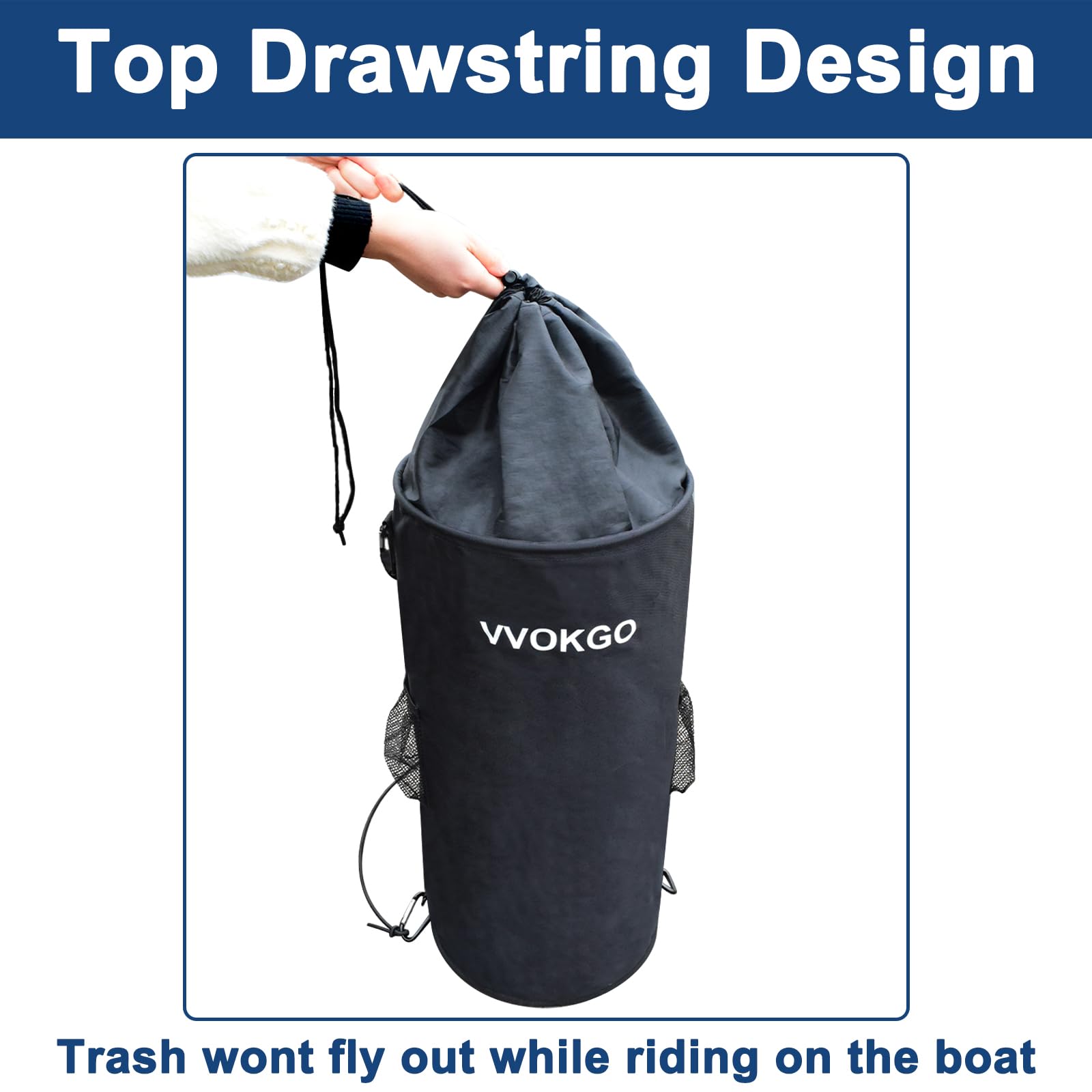 Premium Boat Trash Can With 2 Side Pockets And Jordan