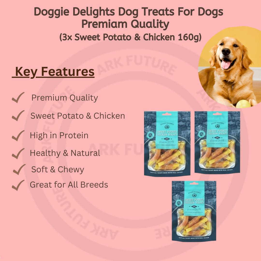 Ark Future Pack of 3 Doggie Delights Dog Treats - Sweet Potato & Chicken Dog Snacks, 1 count (Pack of 3) - Image 2