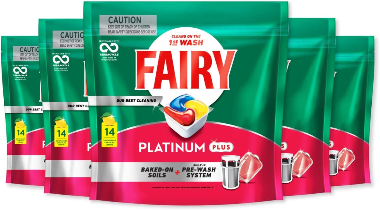 Fairy Platinum Plus Dishwasher Tablets 70 Pack Value Bundle (14 Pack x