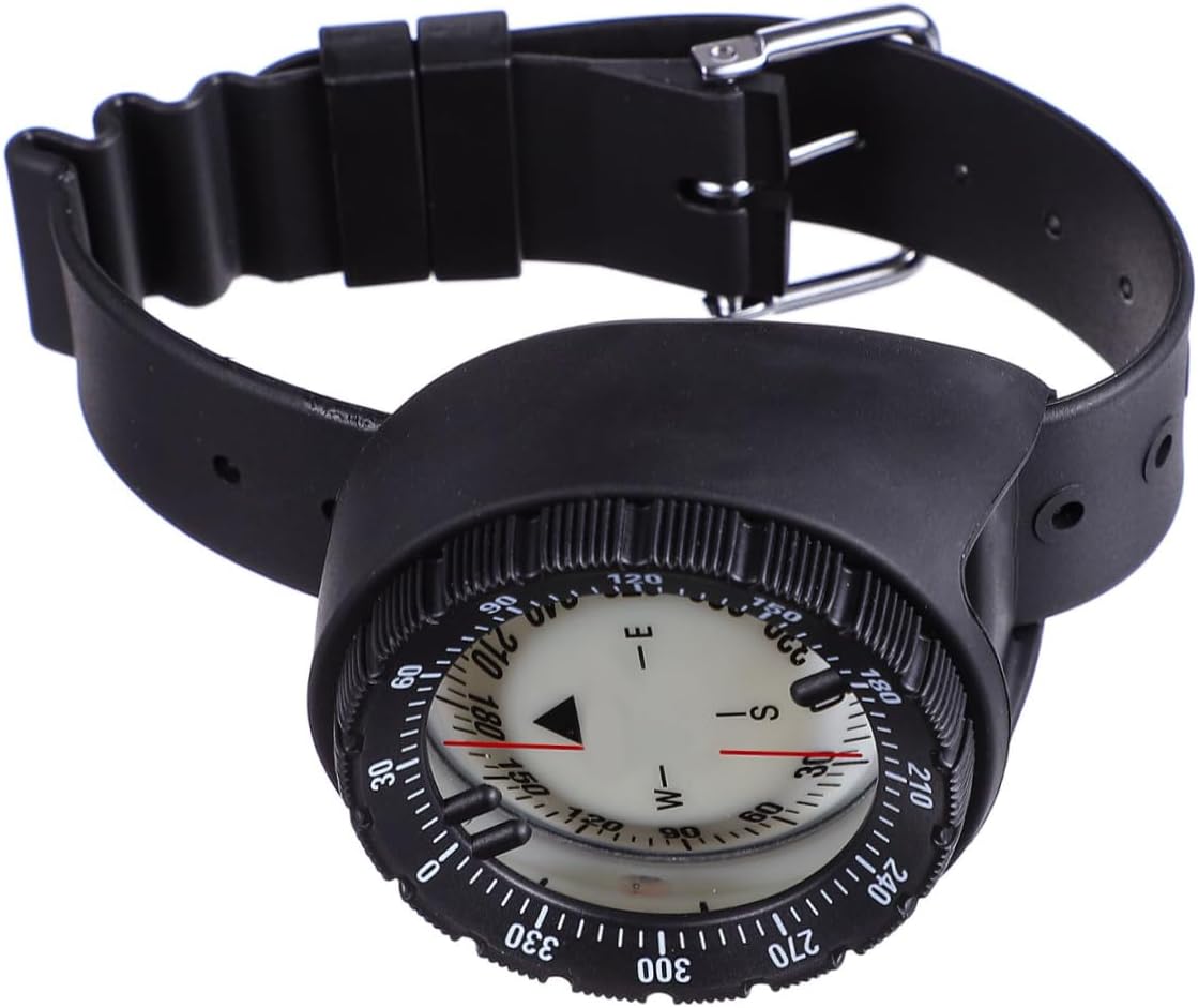 Kisangel Mini Waterproof Watch Band Compass with Luminous Dial, Black Portable Wrist Strap Compass for Camping Hiking and Outdoor Navigation
