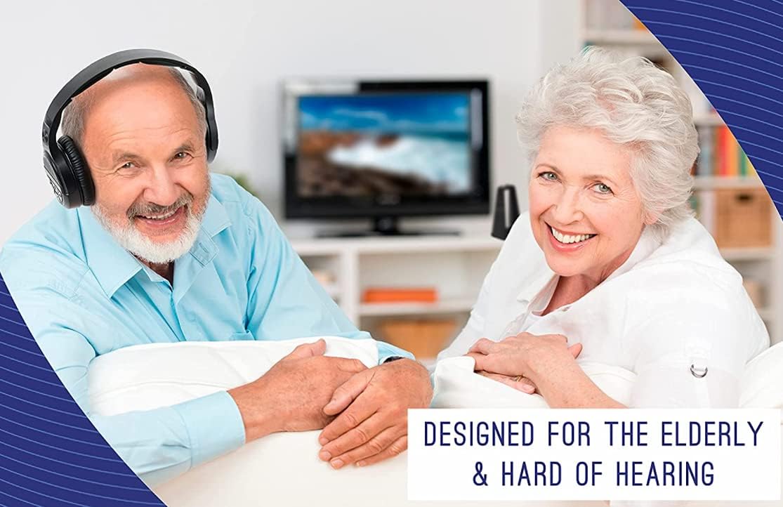 audiorange seniors hard of hearing wireless tv over ear headphones lightweight comfortable rechargeable tv headphones television hearing device