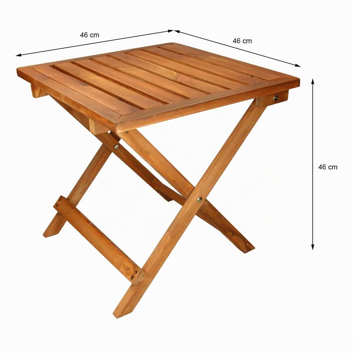 ECD Germany Tavolo da Giardino in Legno di Pino - 46 x 46 x 46 cm - Pieghevole - Quadrato - per Terrazza Balcone Patio Tavolino da caffè Richiudibile Tavola da Pranzo Arredo Mobili da Esterno