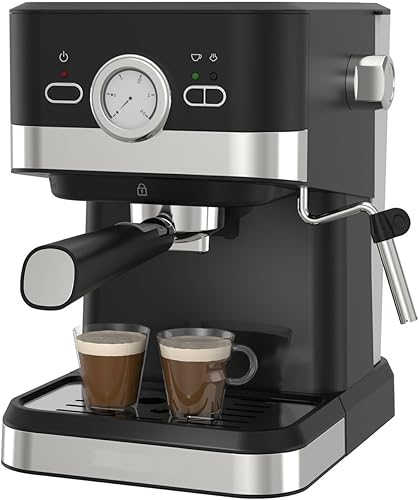 Cafetera de café expreso, máquinas de capuchino para el hogar, cafetera retro semiautomática para el hogar, con bomba de presión de 20 bar y varita