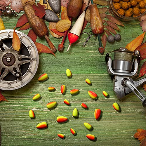 Skylety 60 Pieces Foam Floats Bullet Fishing Foam Snell Floats Fishing Rig Floats Spinner Rig Floats Pompano Rigs Floats Oval Fly Fishing Strike Indicators For Trout Catfish Walleye (Red Yellow) #TOP3