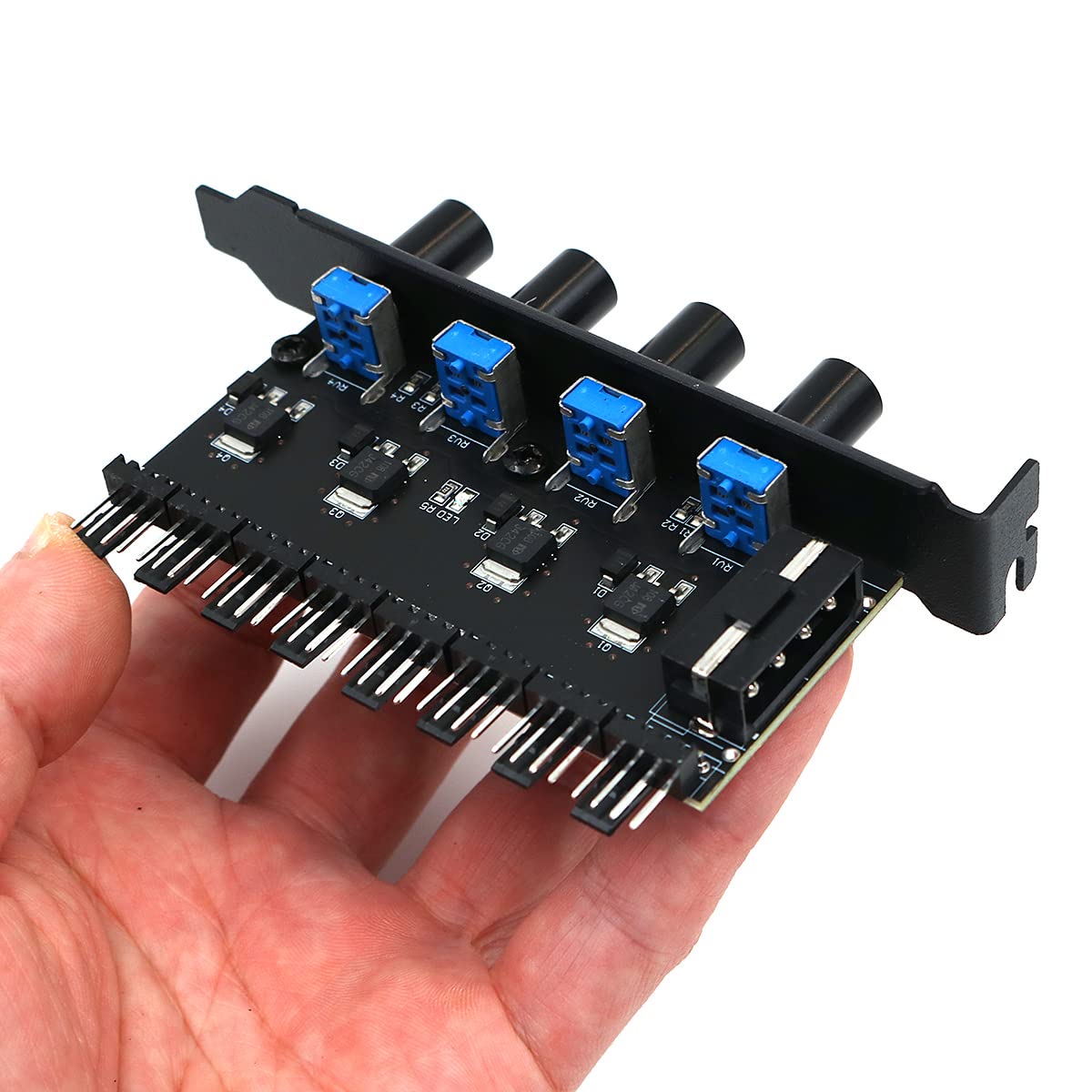 POFET Chassis Fan Hub PC 8 canali Fan Hub 4 manopola Regolatore di velocità della Ventola di Raffreddamento per CPU Chassis Staffa PCI Controllo Ventola da 0 a 12V