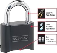 Vista 6 de Master Lock 178D Set Your Own - Cerradura de combinación, fundida a presión, estándar, 1 paquete, negro y cable de acero Master Lock 72DPF
