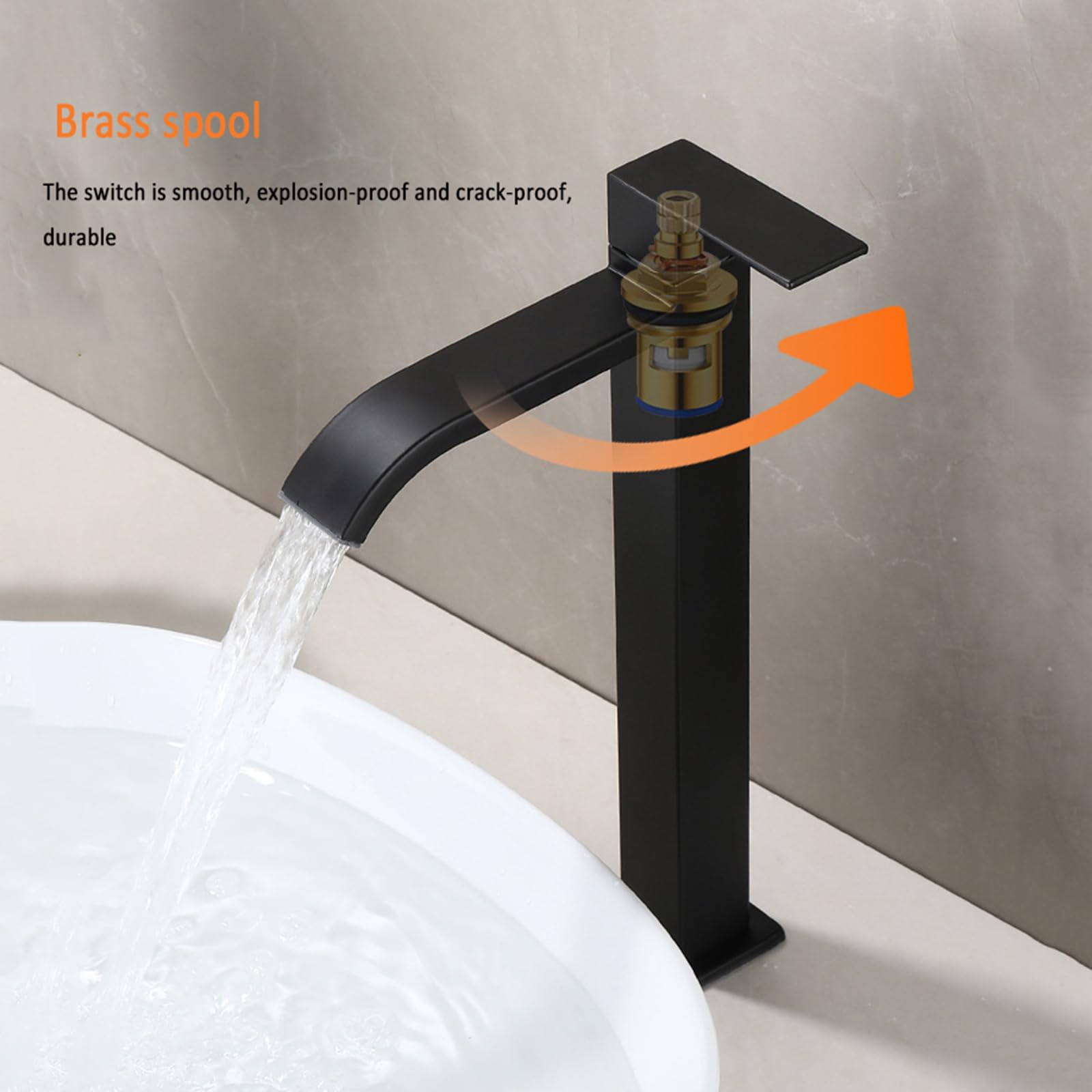 High Arc Edelstahl Badezimmer Wasserhahn Einhebel Kaltwassermischer Modernes Kaskaden-Design Weiß Finish Spültischarmatur für stilvolles Waschbecken