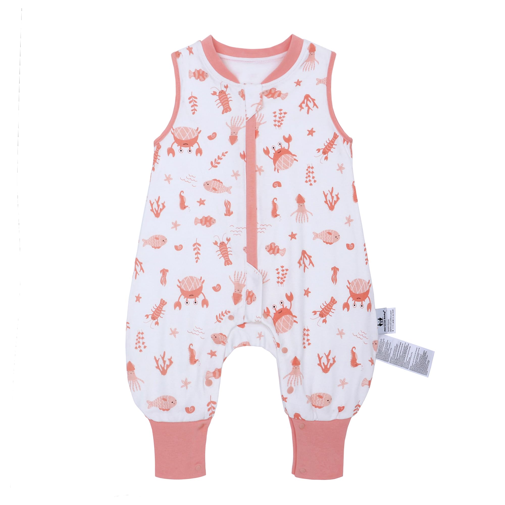 Baby Schlafsack mit Füßen 1.0 TOG Ideal für Frühling und Herbst Babyschlafsack 100% Baumwolle Ganzjähriger Komfort für Ihr Kleinkind (Koralle, M/75-85CM)