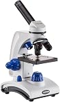 AmScope M162C-2L-PB10-WM-SP14-50P100S 40X-1000X Double LED Ensemble de microscope étudiant léger avec objectif monoculaire en verre optique, cadre tout-métal et kit d'accessoires complets