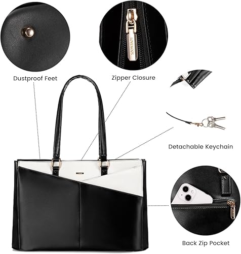 Vista 101 de LOVEVOOK Bolsa para computadora portátil para mujer, 15.6 pulgadas, bolsa de mano para computadora portátil, bolsa de trabajo para profesores, bolsa