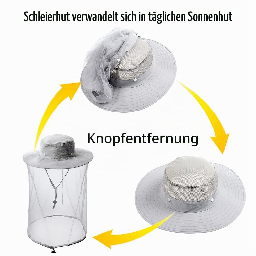 ZffXH Mücken-Fliegenkopfnetz, Hut, Netz, Fischerei, Biene, Imker, Schleier, Hüte für Männer und Frauen