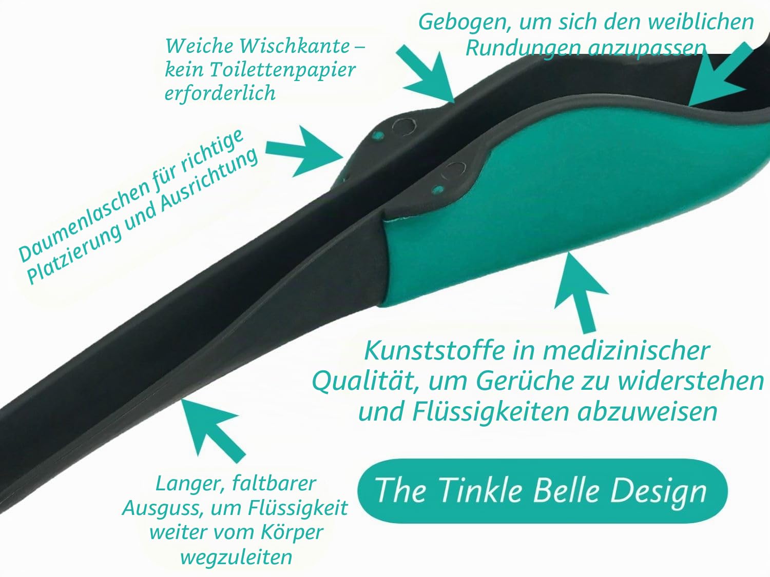 Das Tinkle Belle Uriniergerät | tragbares Urinal Urinella für Frauen | Stehen Sie voll bekleidet zum Pinkeln! Einfach, kompakt, zuverlässig für Wandern/Camping/Festivals/schmutzige Toiletten/Reisen | Tragbar, Stehend nutzbar, Kompakt, Für Wandern/Camping/