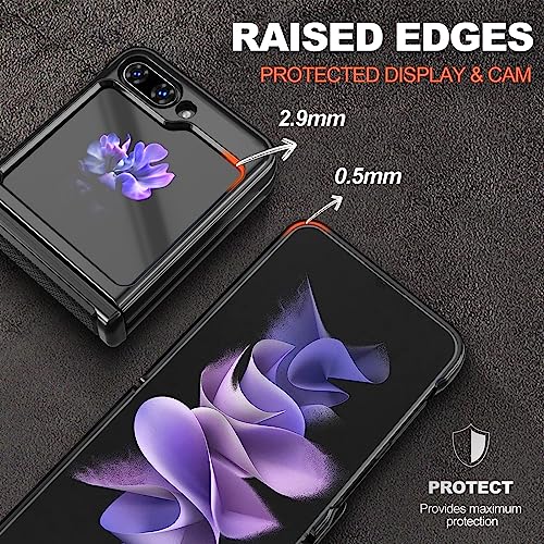 Migexxkj Z FLIP 5 5G Case With Hinge Protection,Slide Camera Cover Heavy Duty Military Drop Cases Ring Kickstand Magnetic Car Mount Shockproof Bumper Phone Case For Galaxy Z Flip 5 5G Black thumb #4
