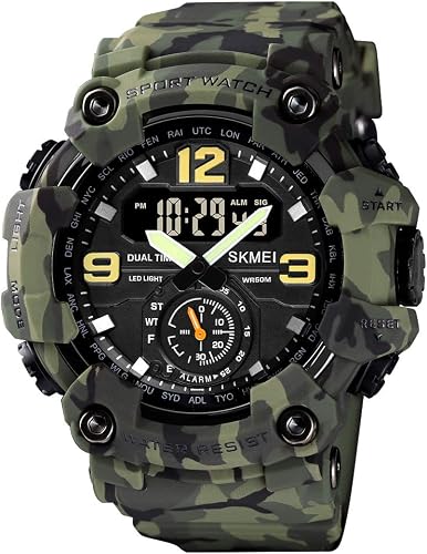 Reloj militar para hombre, camuflaje, deportes, al aire libre, impermeable, con fecha, multifunción, con alarma LED, varias horas