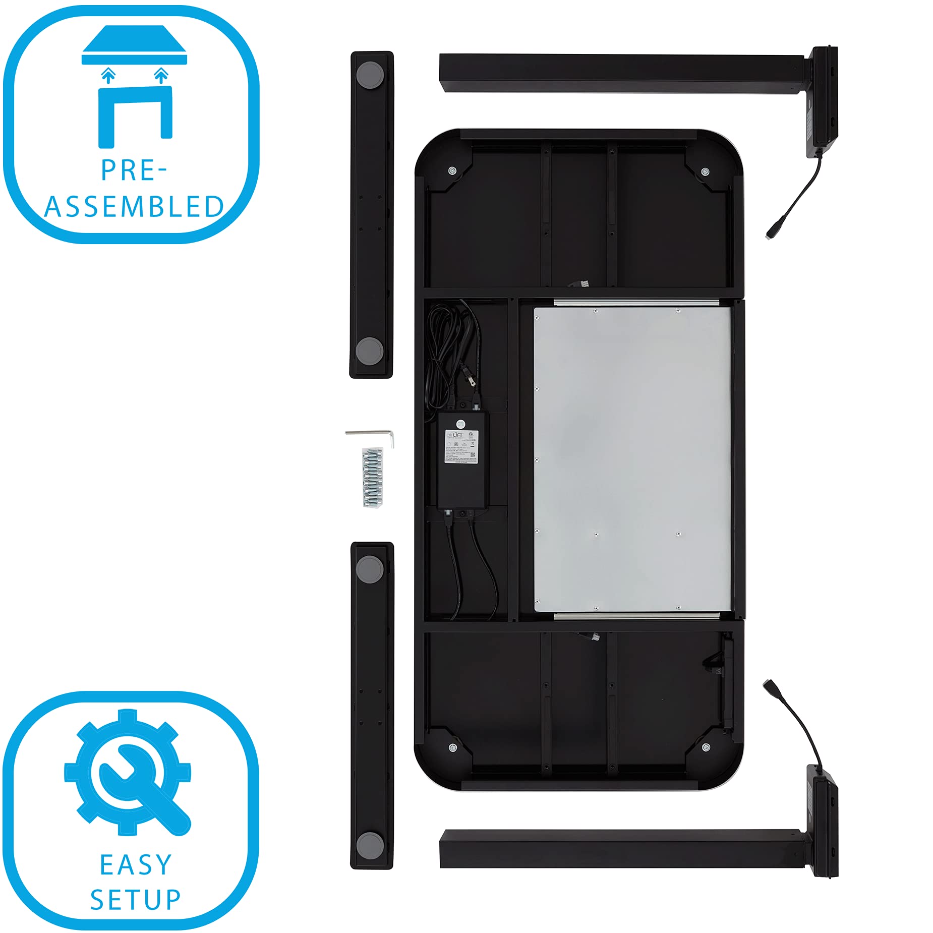 Buy Seville Classics Airlift Ergonomic Tempered Glass Electric SitStand USB Charging Height