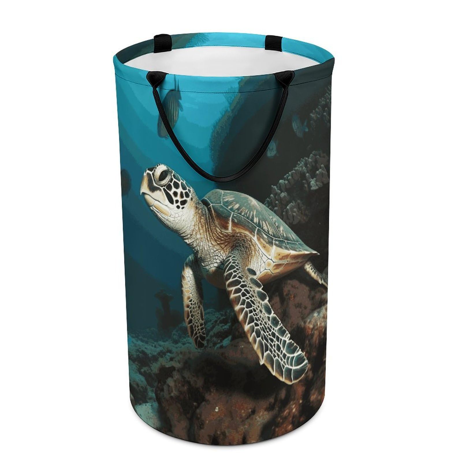 Adfgyerh Style Sea Turtle(1) Laundry Basket ，Foldable Waterproof Model ，Laundry Hamper ，Handles On Both Sides Easy To Move ，Storage Basket For Bedroom, Bathroom, Dorm, Laundry Room.