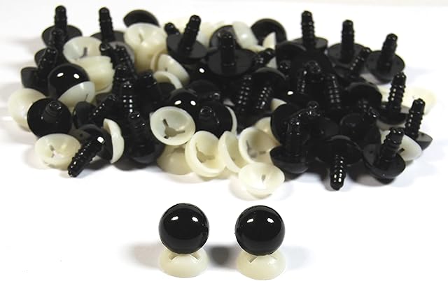 celloexpress Pack of 25 Pairs - Solid Black Eyes Plastic Backs - 7mm - Safety Eyes for Soft Toy or Teddy Bear Making