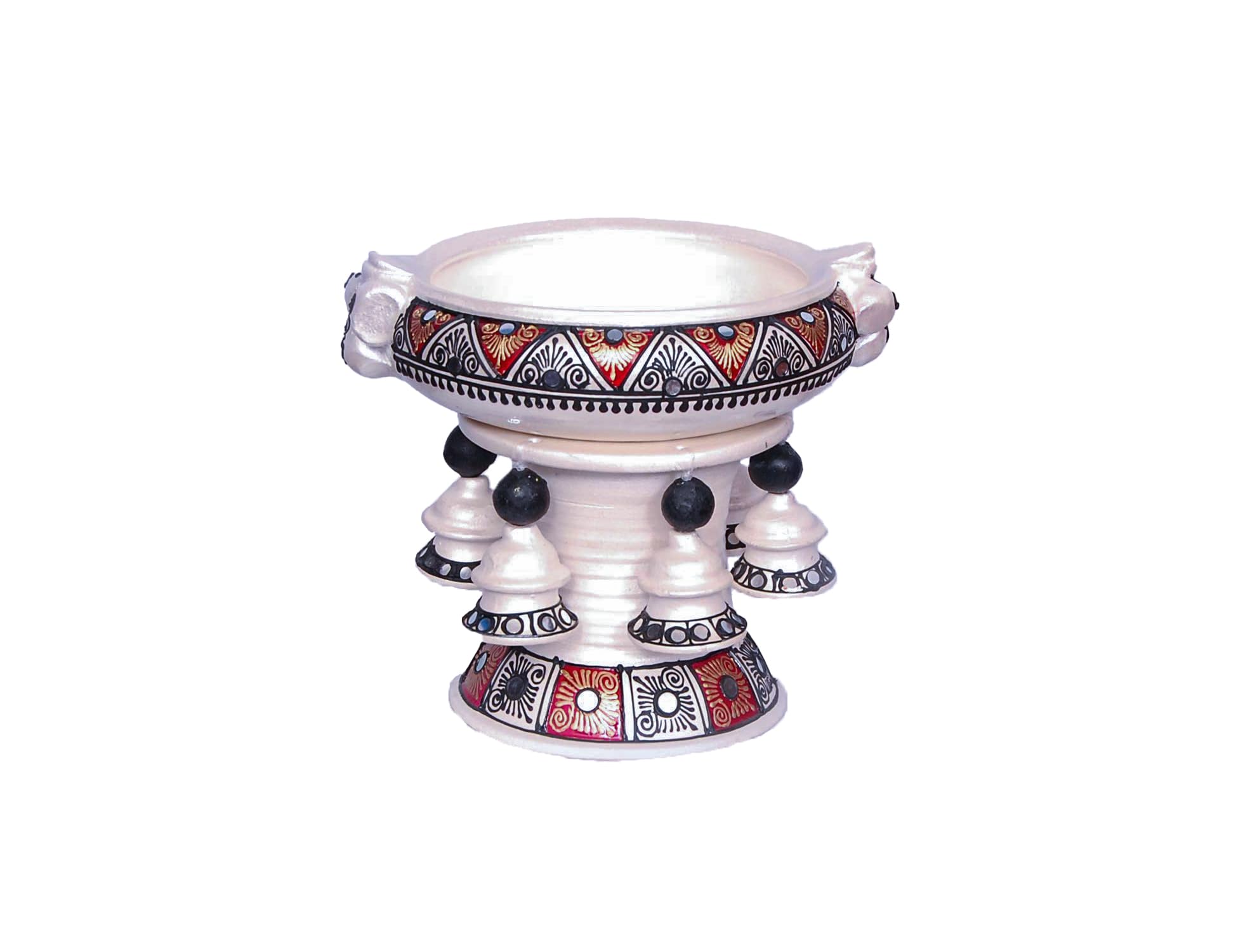 Shabana Art Potteries Handmade Terracotta Painter Decorative Flower Pot/Urli/Urli with Stand (Small) (B076DLKZ5N) Amazon Price History, Amazon Price Tracker