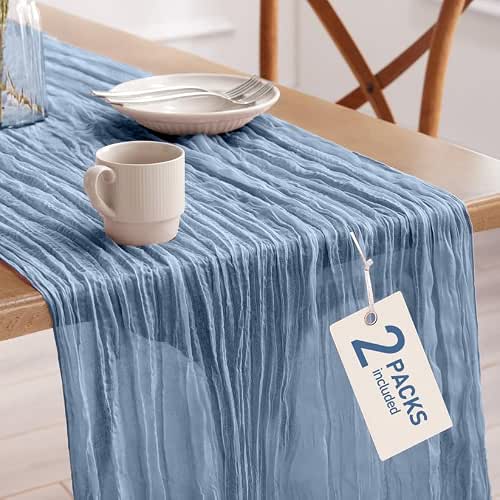 Pureegg 2-Pack Cheese Cloths Table Runner, 120'' Boho Table Cloth