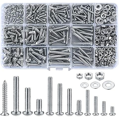 225 Pcs Screws with Nuts and Bolts and Washers Assortment Set, M3 M4 M5 Cross Flat Pan Head Machine Screws Bolts and Nuts Set for Home Office Furniture Fastener Repair Tools Cover
