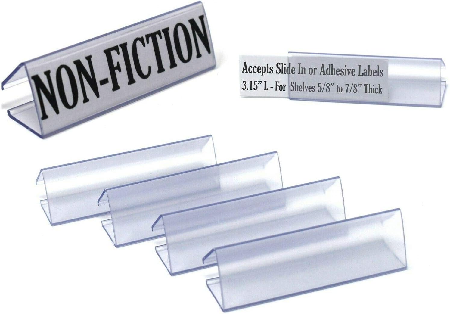 3.15" L Wood Shelf Label Holder, Clip On Ticket Holder for Shelves .6" to .9" Thick, 20 Pack