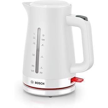 Bosch MyMoment TWK3M121 Wireless Kettle Automatic Shut-Off Overheating Protection Cup Display Double-Sided Water Level Indicator Removable Limescale Filter 1.7 L 2400 W Matte White [Energy Class B]
