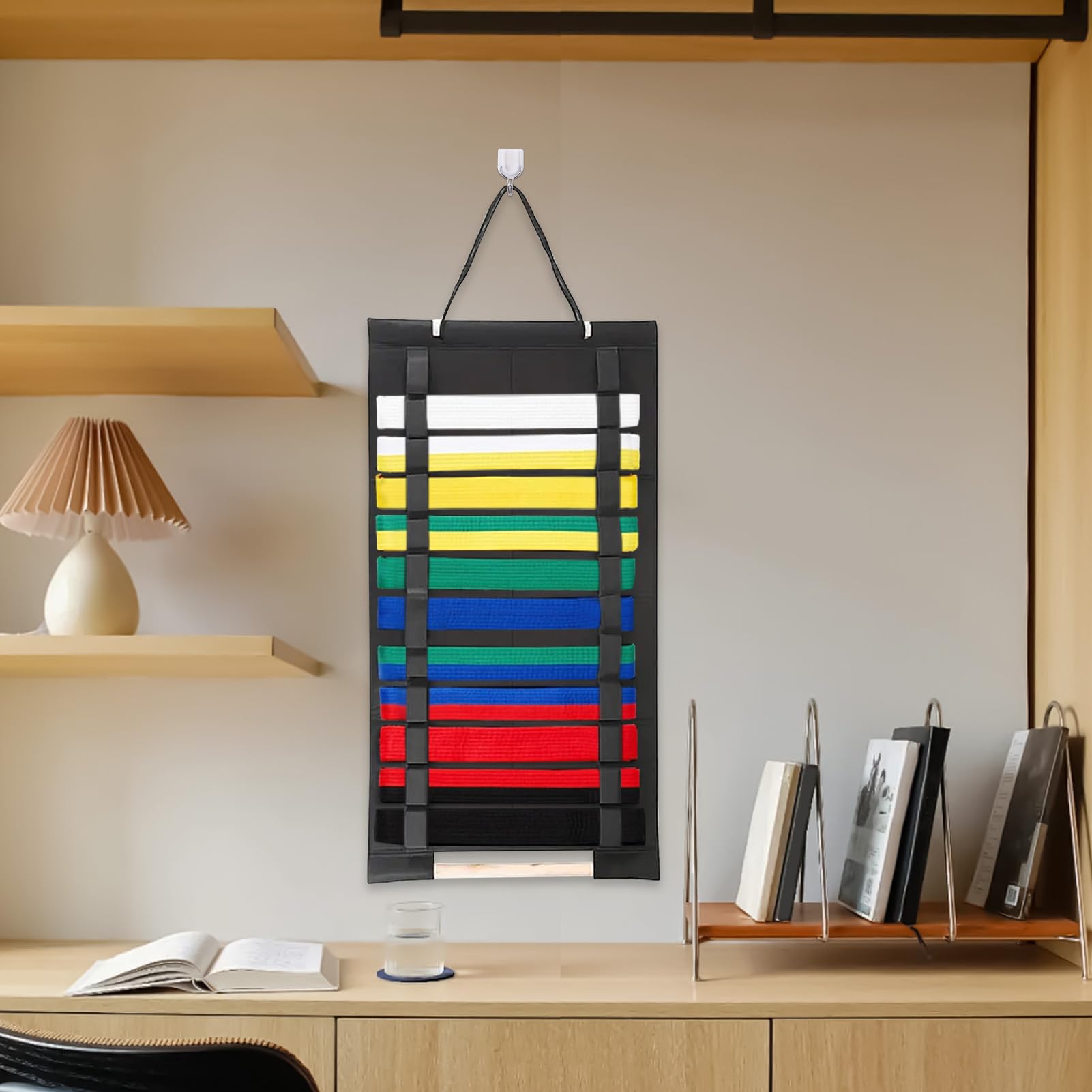 Expositor para Cinturones de Artes Marciales - Organizador de Fieltro para Cinturones de Jujutsu - Estante De Almacenamiento De Pared, Accesorios Para Artes Marciales En Puertas De Armario Y Dormitori