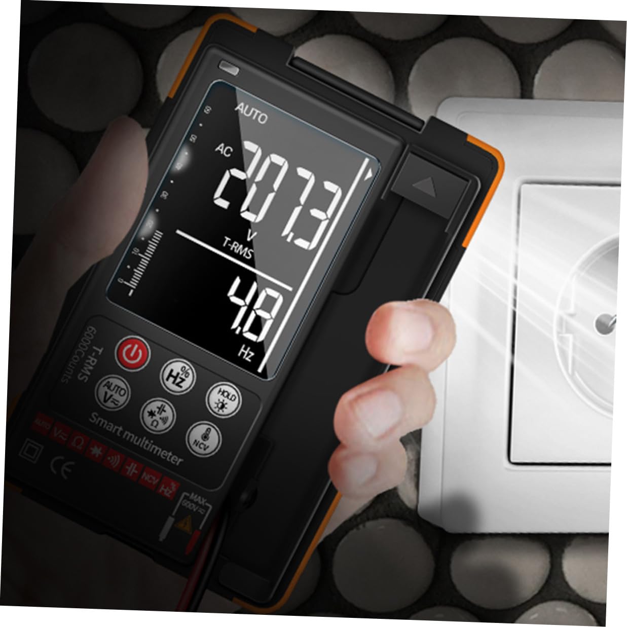 DOITOOL Q60 Digital Multimeter Auto-ranging Portable Electrical Tester with Ncv Detection, True Effective Value, Backlit LCD, Data Hold, Continuity Buzzer, Flashlight for Home