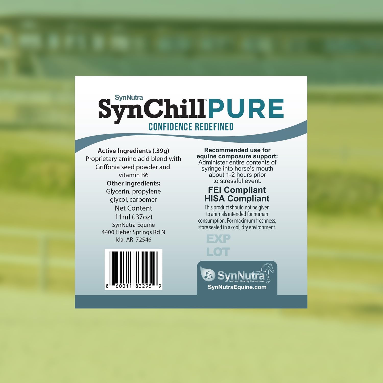 SynNutra Equine SynChill Pure 3 Pack– Non-Sedative Disposition Support for Horses – Plant-Based, L-Theanine-Free Formula for Composed, Confident Performance – 100% Natural & Competition Safe