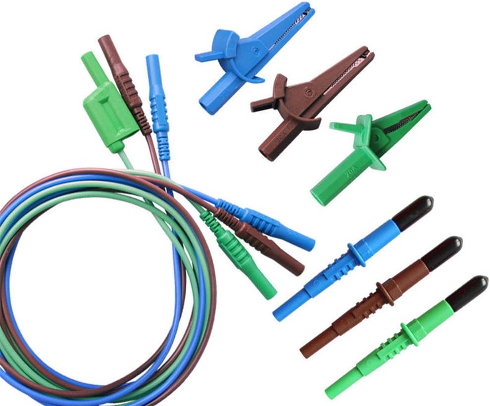 Leaderman LDM065 Unfused Test Lead Set - Spare/Repl. for Kewtech Multifunction Testers (KT63, KT64, KT65) - Includes Probes & Crocodile Clips - Similar to KEWTECH ACC065