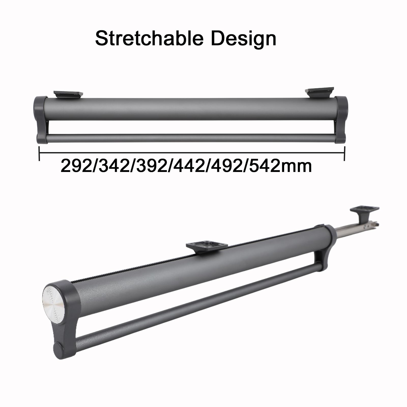 Ausziehbare Kleiderstange für Garderobenschrank, Aluminiumlegierung Robust Verstellbarer Kleiderstange Schrank,Speicherplatz Sparen (Grau, 342mm)