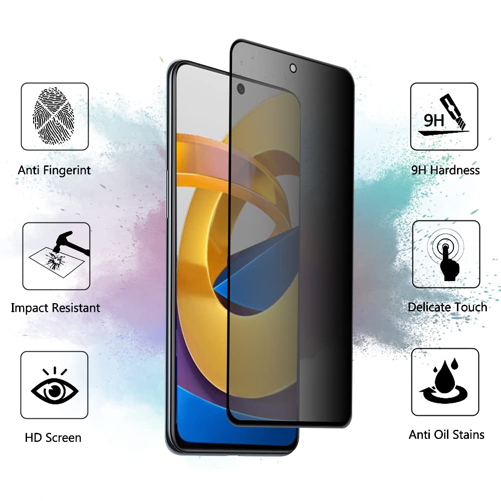 PaceBid 2 Pack Privacy Vetro Temperato Compatibile con Xiaomi Redmi Note 11 5G/ Redmi Note 11T 5G/ Poco M4 Pro 5G, [Copertura Totale] [ Anti-Graffo
