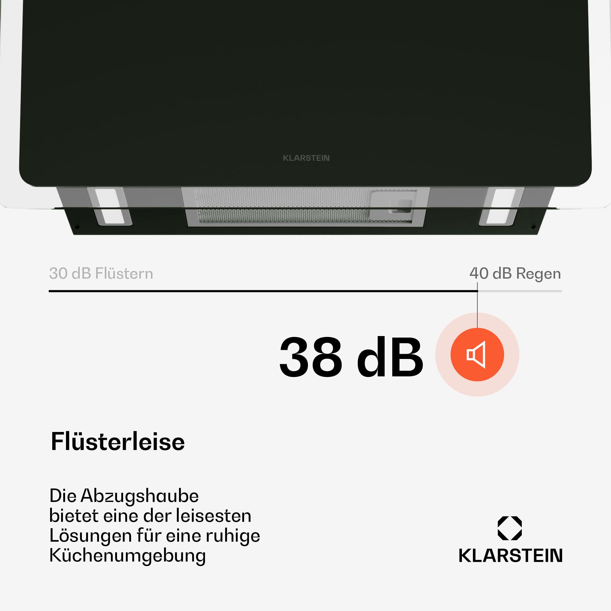 Klarstein AlizeEdge Dunstabzugshaube - 60 cm Wandhaube, Flaches Design, Touch-Steuerung, 487 m³/h Luftdurchsatz, A+ Energieeffizienz, LED-Beleuchtung, Leise 38 dB, Abluft & Umluft, Schwarz