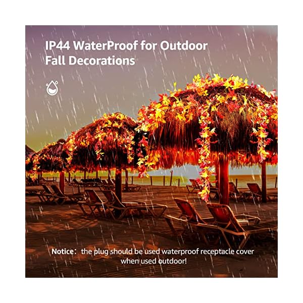 Thanksgiving Decorations Lighted Fall Garland, 35 Orange Bulbs Plug in Maple Leaves String Lights with Pumpkins, Connectable Fall Decor for Home Indoor Outdoor Halloween, Thanksgiving Decorations - Image 4
