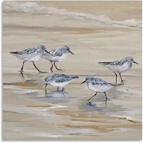 AOMACA Posters & Prints Sea Coastal Shore Birds Seagulls Print Canvas Wall...