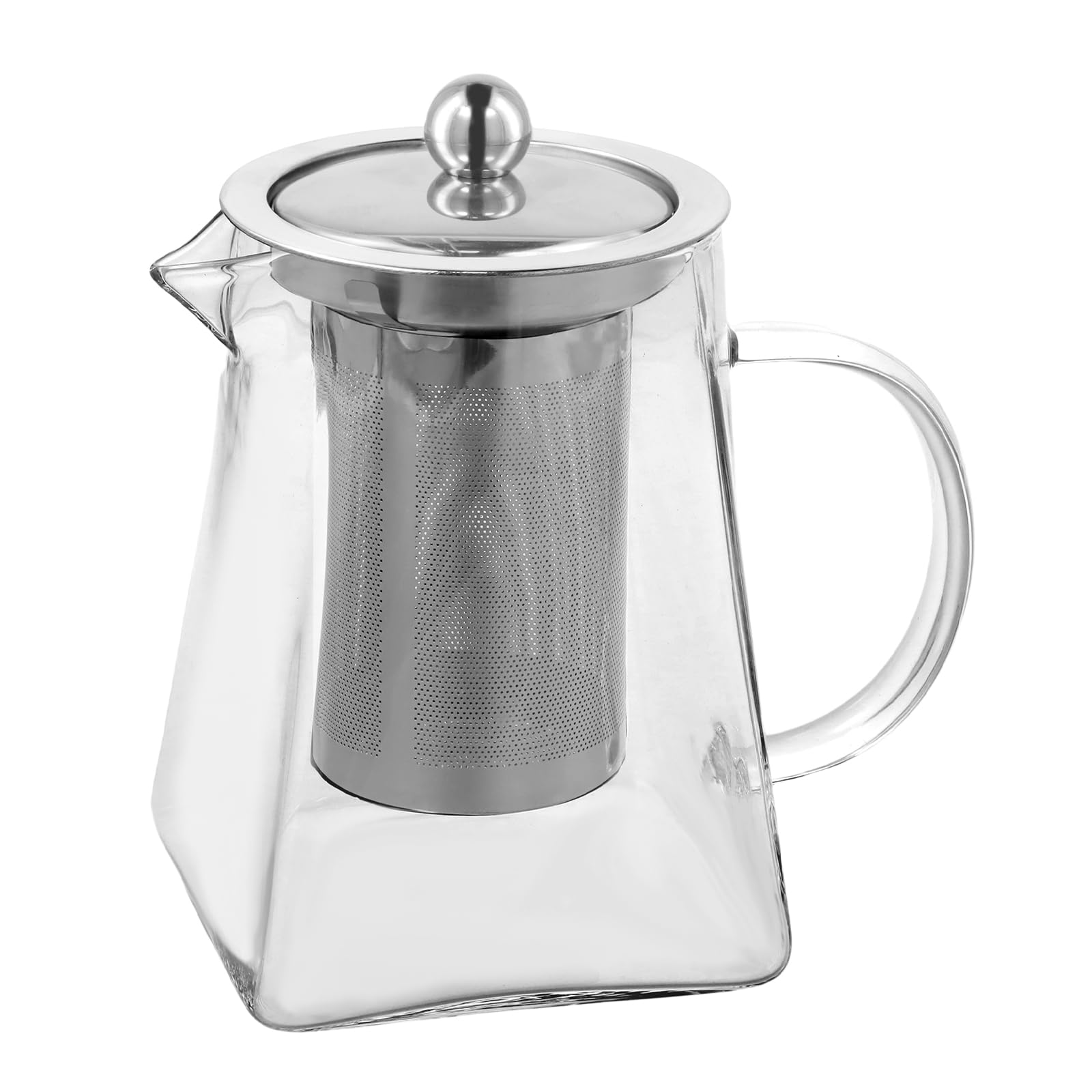 Glas Teekanne, 950ml Quadratische Glas-Teekannen mit Teesieb, Borosilikatglas Teekanne, für Tee, Kaffee, losen Tee, Teebeutel, Kräutertee, Herdsicherer Teebereiter (950, Milliliter)