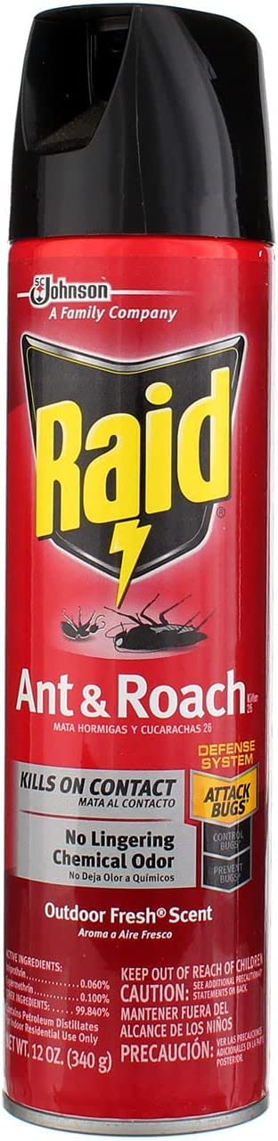 Raid Ant and Roach Kills on Contact No Lingering Chemical Odor Outdoor Fresh Scent 12 Oz (Pack of 3)