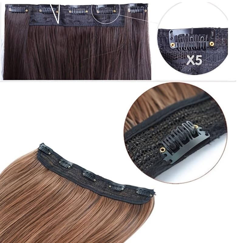 Image of 24 inch Heat Resistant Clip In Synthetic Straight Hair Extensions - Synthetic Hair Extension /Ponytail Long Braided Ponytail With Elastic Hair Ties Synthetic Hair Extensions (Style 9)