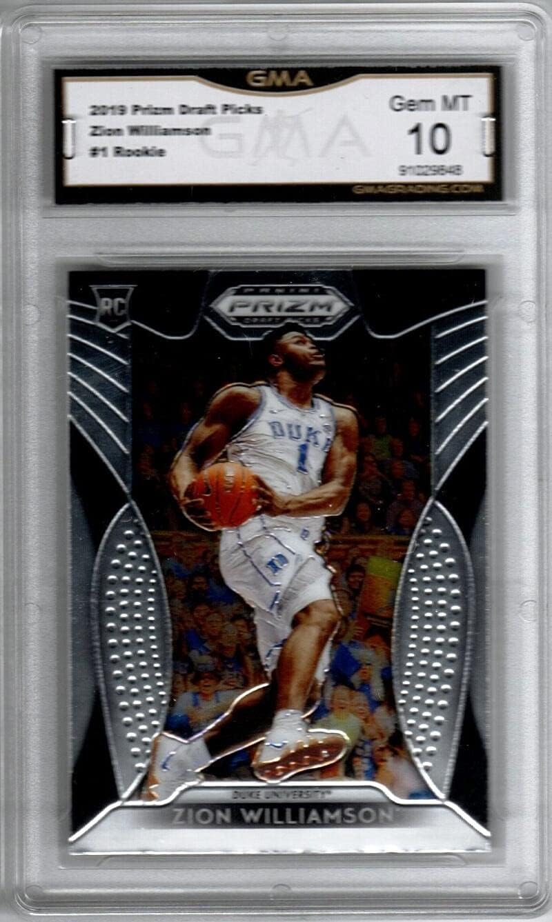 2019-20 Panini Prizm Draft Picks #1 Zion Williamson RC Rookie NBA Basketball Trading Card (Graded GMA 10 GEM MINT) RC Rookie New Orleans Pelicans