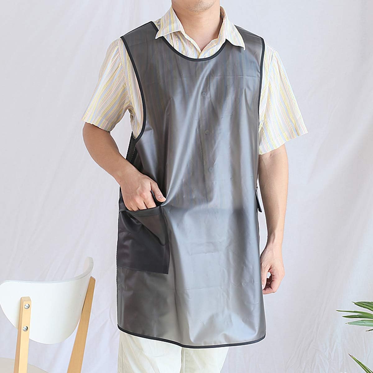 NEWGEM Japanese Linen Cross Back Cooking Aprons for Women Men with Pockets Cute for Baking Kitchen - Image 3