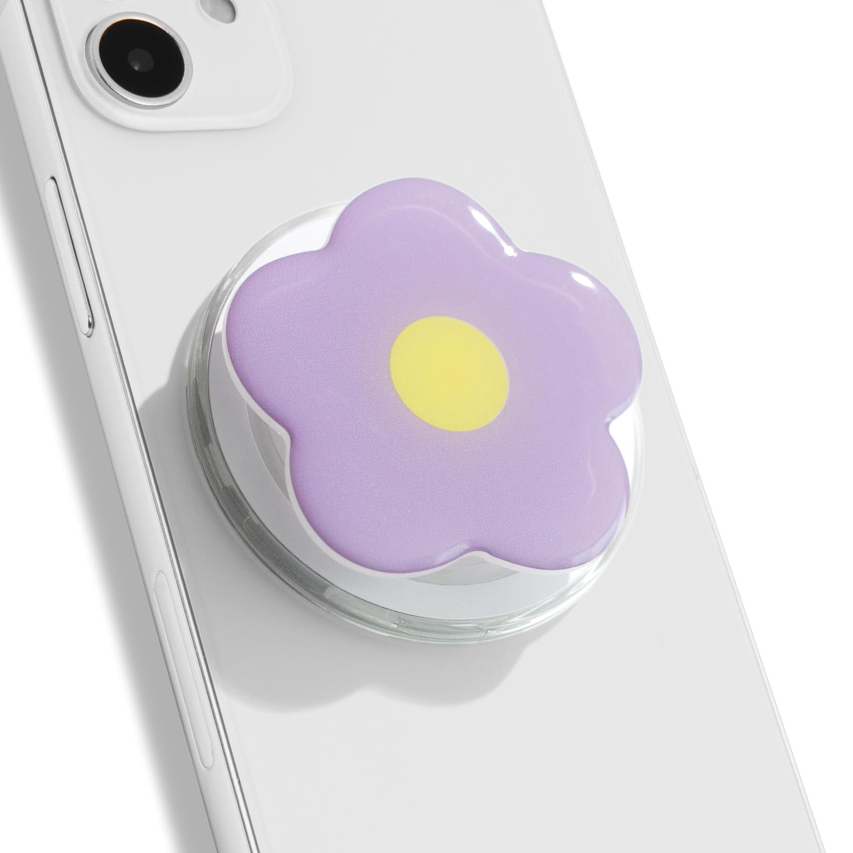 OnTheGrip Compatible with Magsafe Magnetic Cute Solid Color Daisy Flower Design Collapsible Mobile Phone Grip Stand Holder for Smartphone Tablet Cell Phone Accessory (Violet)